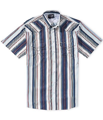 Hooey Short Sleeve Sol Stripe Pearl Snap Shirt
