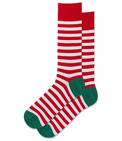 Hot Sox Christmas Striped Crew Socks