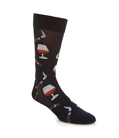 Hot Sox Novelty Congnac and Cigar Crew Socks