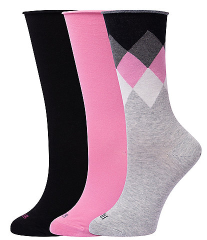 HUE Argyle Jeans Crew Socks, 3-Pack