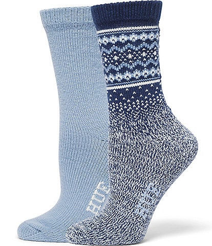 HUE Border Fair Isle Boot Crew Socks, 2 Pack