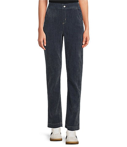 HUE Chenille Denim High Rise Straight Leg Pants