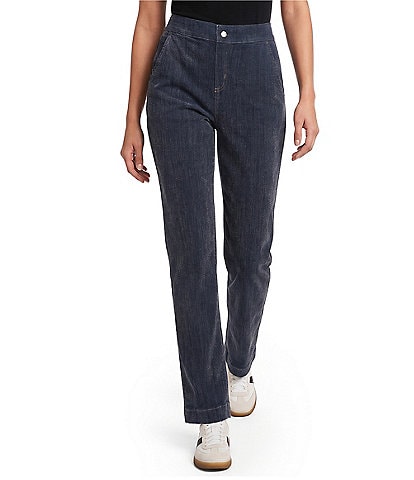 HUE Chenille Denim High Rise Straight Leg Pants