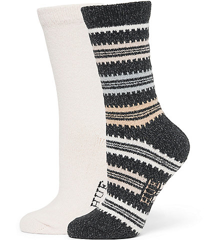 HUE Femme Stripe Boot Crew Socks, 2 Pack