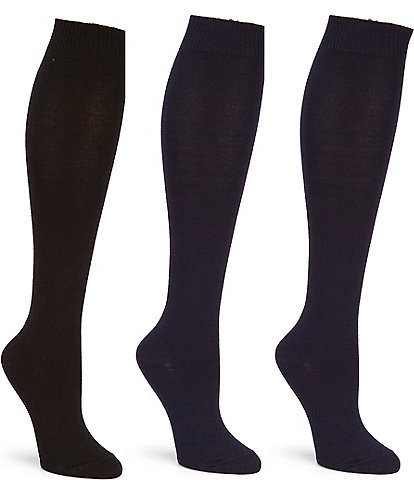 HUE Flat Knit Knee Socks, 3 Pack