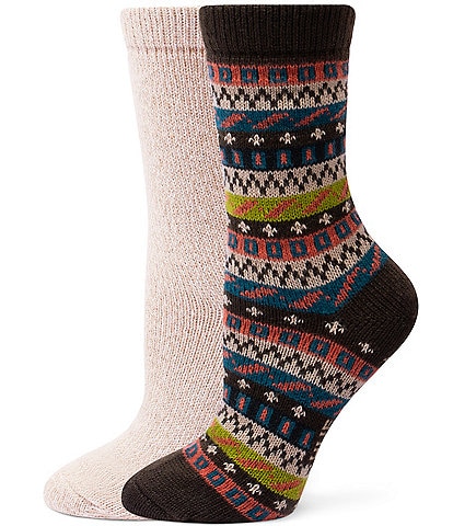 HUE Geo Stripe Boot Crew Sock, 2 Pack