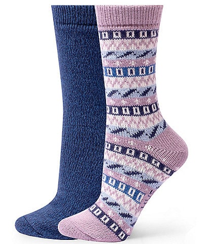 HUE Geo Stripe Boot Crew Sock, 2 Pack