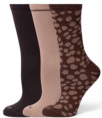 HUE Leopard Crew Socks, 3 Pack