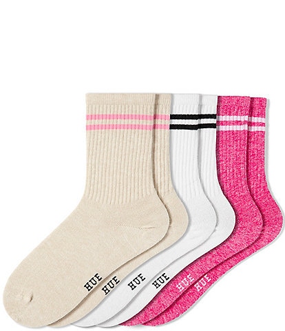 HUE Must Have Stripe Crew Socks, 3 Pack