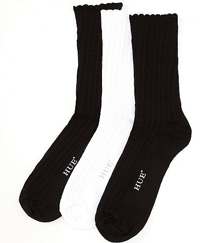 HUE Scalloped Pointelle Crew Sock, 3 Pack