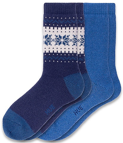 HUE Snowflake Border Crew Socks, 2-Pack