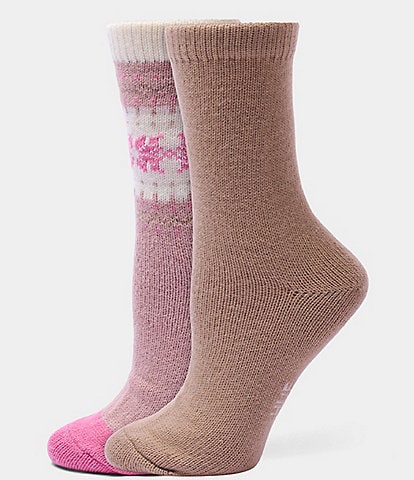 HUE Snowflake Border Crew Socks, 2-Pack