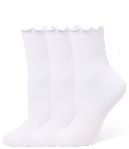 HUE Solid Ruffle Edge Ankle Sock, 3-Pack