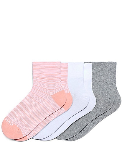 HUE Striped Cotton Body Mini Crew Socks, 3 Pk