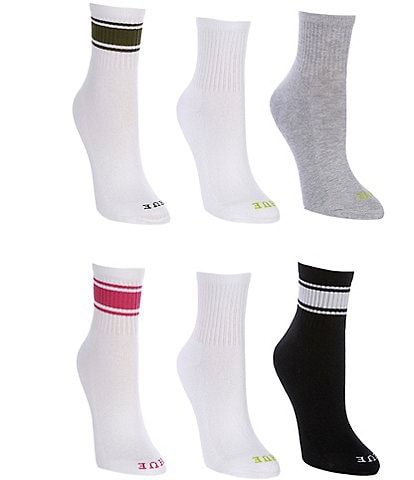 HUE Striped Sport Mini Crew Sock, 6 Pack