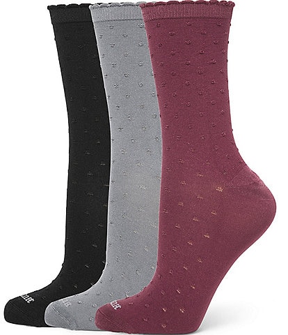 HUE Textured Dot Crew Sock, 3 Pack