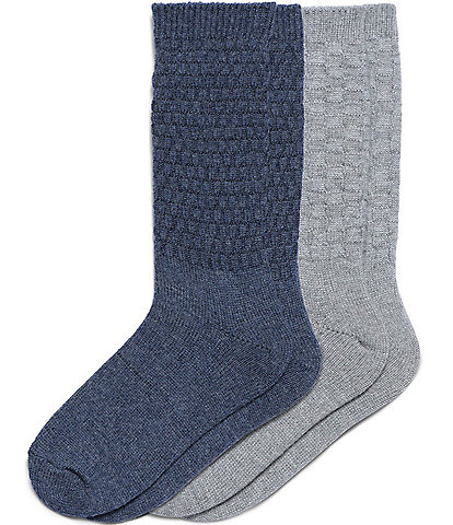 HUE Textured Wool Blend Crew Socks, 2 Pack