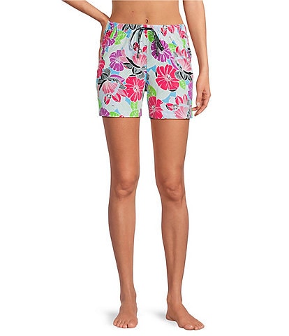 HUEtique Knit Tropical Floral Print Bermuda Sleep Shorts