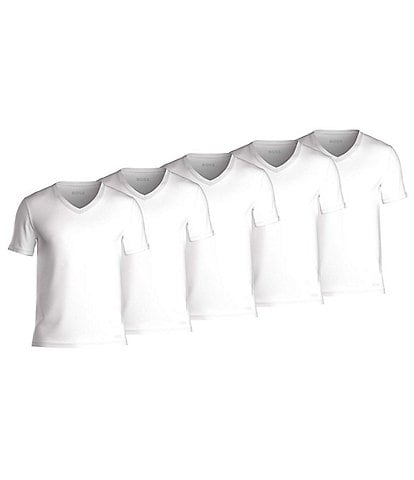 Hugo Boss V-Neck Classic Solid White T-Shirts 5-Pack