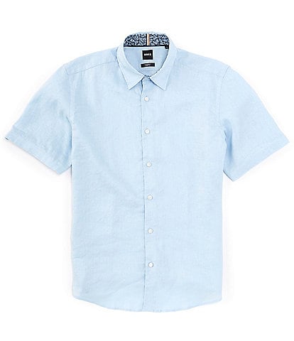 Hugo Boss BOSS Liam Solid Linen Short Sleeve Woven Shirt