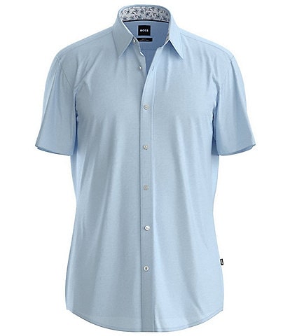 Hugo Boss BOSS Slim Fit C-Roan Solid Stretch Short Sleeve Woven Shirt