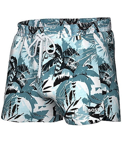 Hugo Boss Cala Palm Printed 2.75" Inseam Swim Trunks