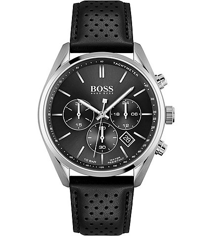 Hugo Boss Champion Chronograph Leather Strap Watch