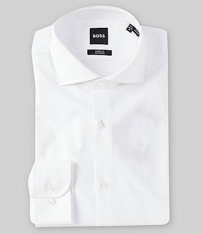 Hugo Boss Easy Iron Sharp Fit Spread Collar Solid Dress Shirt