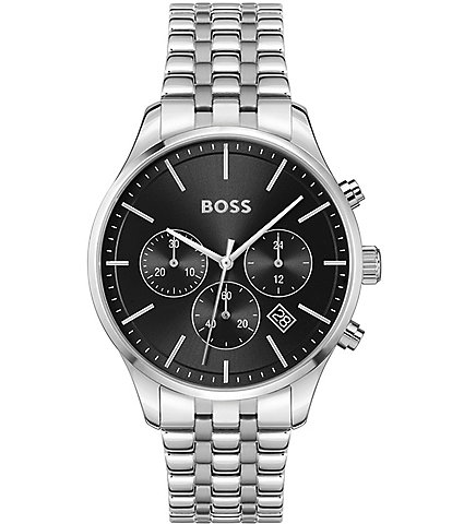 Hugo Boss Men's Avery Quartz Chronograph Black Dial Stainless Steel Bracelet Watch