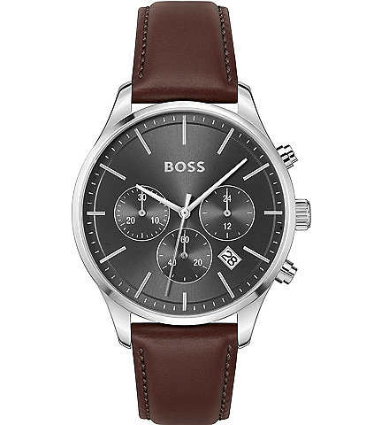 Hugo Boss Men's Avery Quartz Chronograph Leather Strap Watch