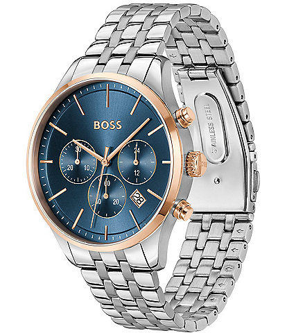 Hugo Boss Men's Avery Quartz Chronograph Blue Dial Stainless Steel Bracelet Watch