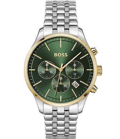 Hugo Boss Men's Avery Quartz Chronograph Green Dial Stainless Steel Bracelet Watch