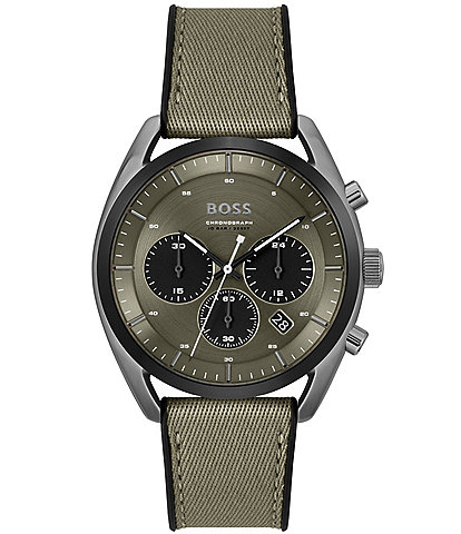 Hugo Boss Men's Chronograph Green Strap Watch