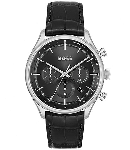 Hugo Boss Men's Gregor Quartz Chronograph Black Leather Strap Watch
