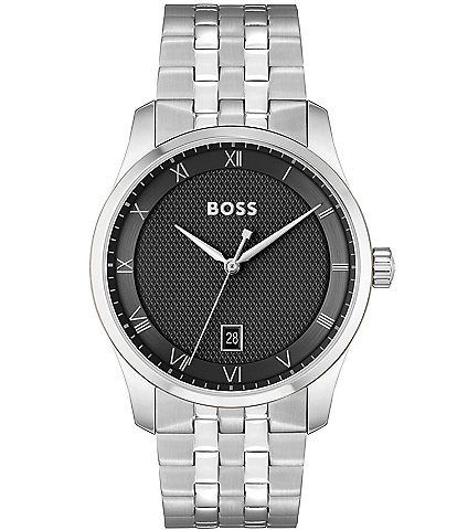 Hugo Boss Men's Principle Quartz Analog Stainless Steel Black Dial Bracelet Watch