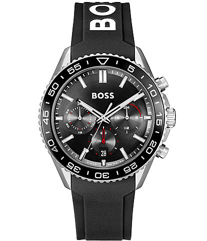 Hugo Boss Men's Runner Quartz Chronograph Black Silicone Strap Watch