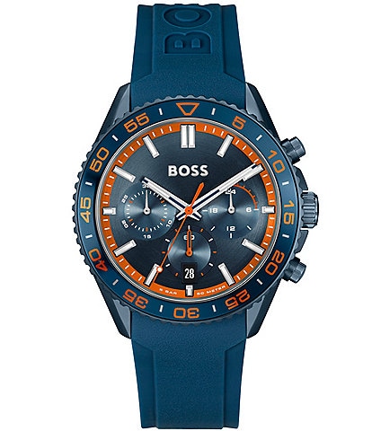 Hugo Boss Men's Runner Quartz Chronograph Blue Silicone Strap Watch