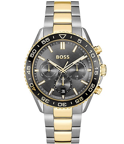 Hugo Boss Men's Runner Quartz Chronograph Two Tone Stainless Steel Bracelet Watch