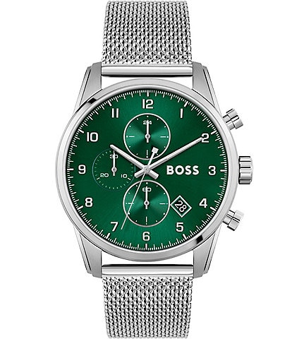 Hugo Boss Men's Skymaster Green Dial Chronograph Watch