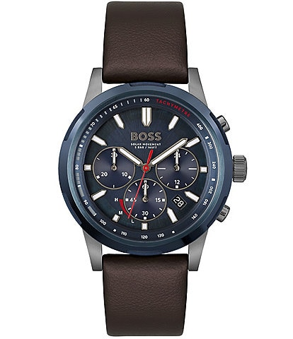 Hugo Boss Men's Solgrade Quartz Chronograph Brown Leather Strap Watch