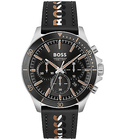 Hugo Boss Men's Troper Chronograph Black Leather Strap Watch