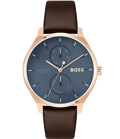 Hugo Boss Men's Tyler Multifunction Brown Leather Strap Watch