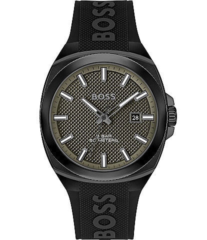 Hugo Boss Men's Walker Quartz Analog Black Silicone Strap Watch