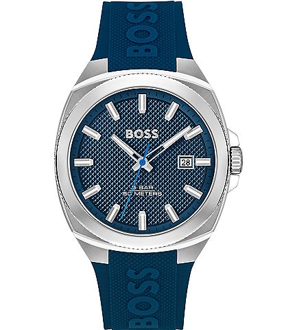 Hugo Boss Men's Walker Quartz Analog Blue Silicone Strap Watch