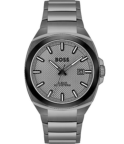 Hugo Boss Men's Walker Quartz Analog Grey Tone Stainless Steel Bracelet Watch