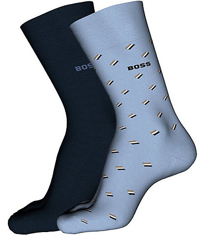 Hugo Boss Mini-Pattern Crew Dress Socks 2-Pack