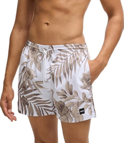 Hugo Boss Piranha Tropical Printed 5" Inseam Swim Trunks