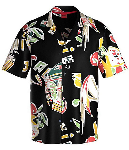 Hugo Boss Relaxed Fit Short Sleeve Woven Swim Shirt