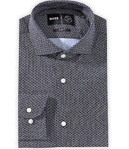 Hugo Boss Sharp Fit Easy Iron Spread Collar Digital Printed Dress Shirt