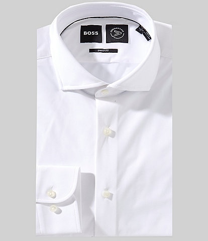Hugo Boss Sharp Fit Easy Iron Spread Collar Solid Woven Dress Shirt